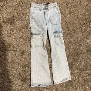 7 for all man kind girls cargo flared jeans size 7/8